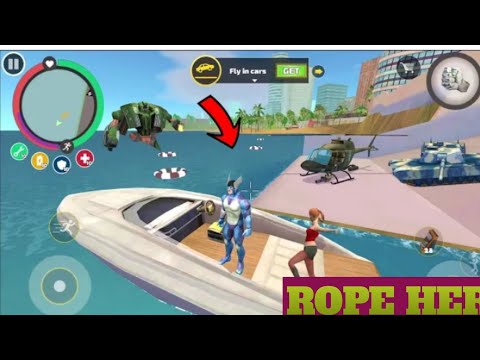 Rope Hero Vice Town (Helicopter Landingon Boat Ship) Pink Tank Climb on Boat -Android Gameplay HD