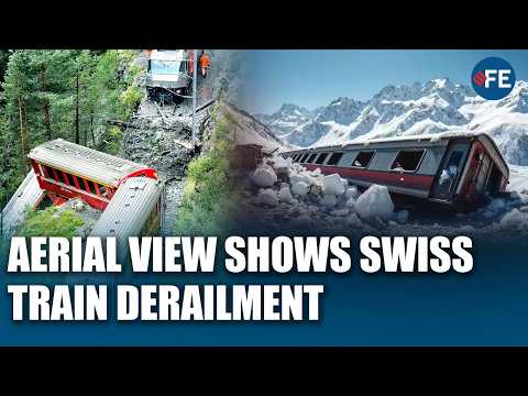 Aerial Footage Captures Swiss Alps Train Derailment Aftermath