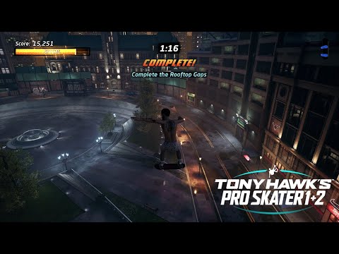 How To Finish 3 Rooftop Gaps Locations Downtown - Tony Hawk's Pro Skater 1 + 2 - No Commentary