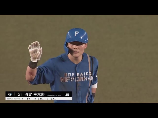 【5回表】本日2打点目!! ファイターズ・清宮幸太郎 レフトへの勝ち越しタイムリー2ベース!!  2024年8月22日 千葉ロッテマリーンズ 対 北海道日本ハムファイターズ