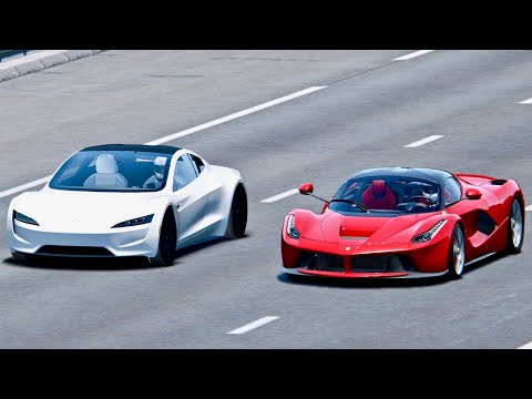 Tesla Roadster vs LaFerrari - Drag Race