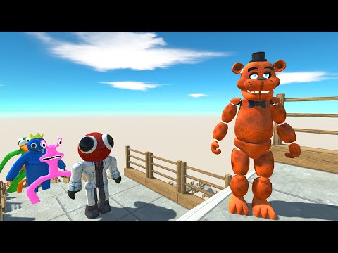 Freddy Fazzbear Death Fall VS Rainbow Friends - Animal Revolt Battle Simulator