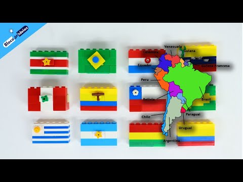 Bandeiras da América do Sul de lego - Tutorial com todos os países