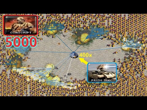 400 Stacked Prism Tanks vs 5000 Conscripts - Red Alert 2