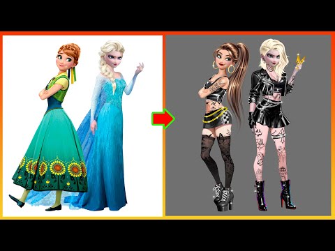 Elsa Anna Frozen GLOW UP Bad Girls - Disney Princesses Transformation Art