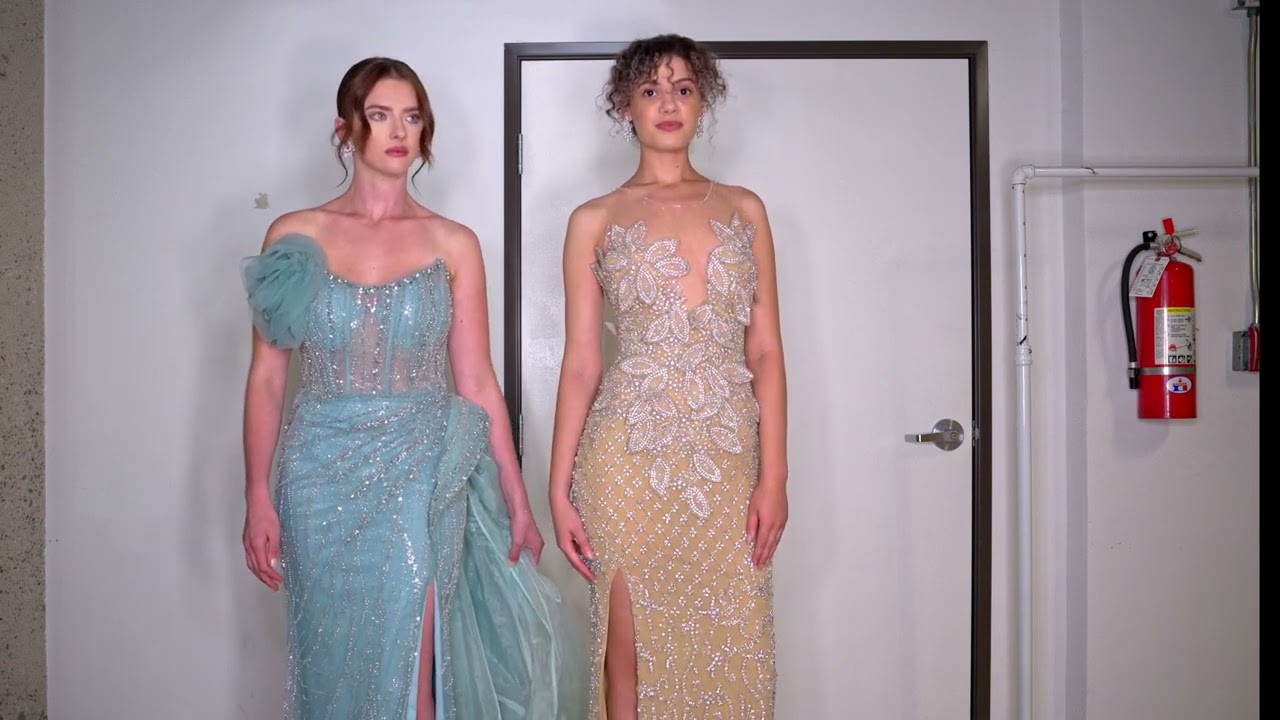 Shiah Sanders 5'11" and Presley Pierson 5'8.5" pose in Designer Glaudi  @Artheartsfashion LAFW