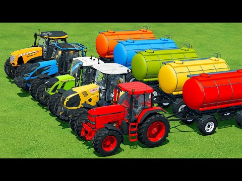 JOHN DEERE vs FENDT vs CLAAS vs FIAT vs LANDINI TRACTORS BATTLE - Farming Simulator 22