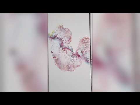Acrylic pouring triptych using Arteza Pearl color's