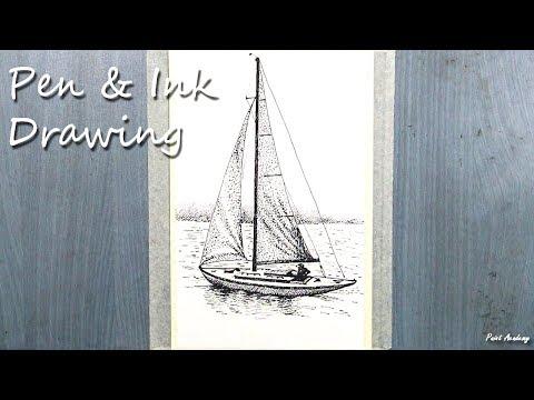 Pen Ink Drawing | How to Draw A Boat using strokes and stippling method