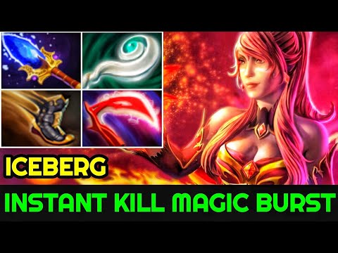 ICEBERG [Lina] Instant Kill Magic Burst Scepter Mid Unkillable Game 7.24 Dota 2