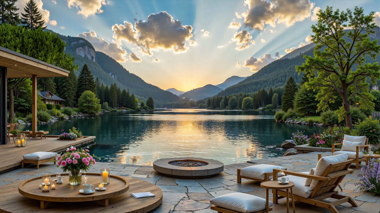 Relaxing Piano Music for Studying 🌿 Summer Morning at a Lakeside Porch