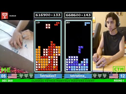 MASTERS Rd 1: Fast Tap Alex T vs CTWC Top 8 TetrisTime – Classic Tetris Monthly December 2021 [11/15