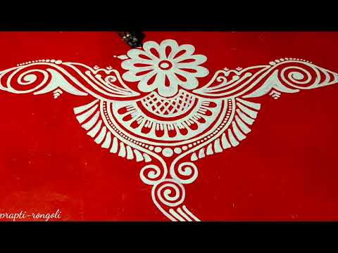 daily purpose step by step rangoli created prapti-rongoli//indian festival special superb alpona//..