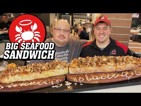 36" Monster Seafood Sandwich Challenge w/ Crab, Shrimp, & Calamari!!