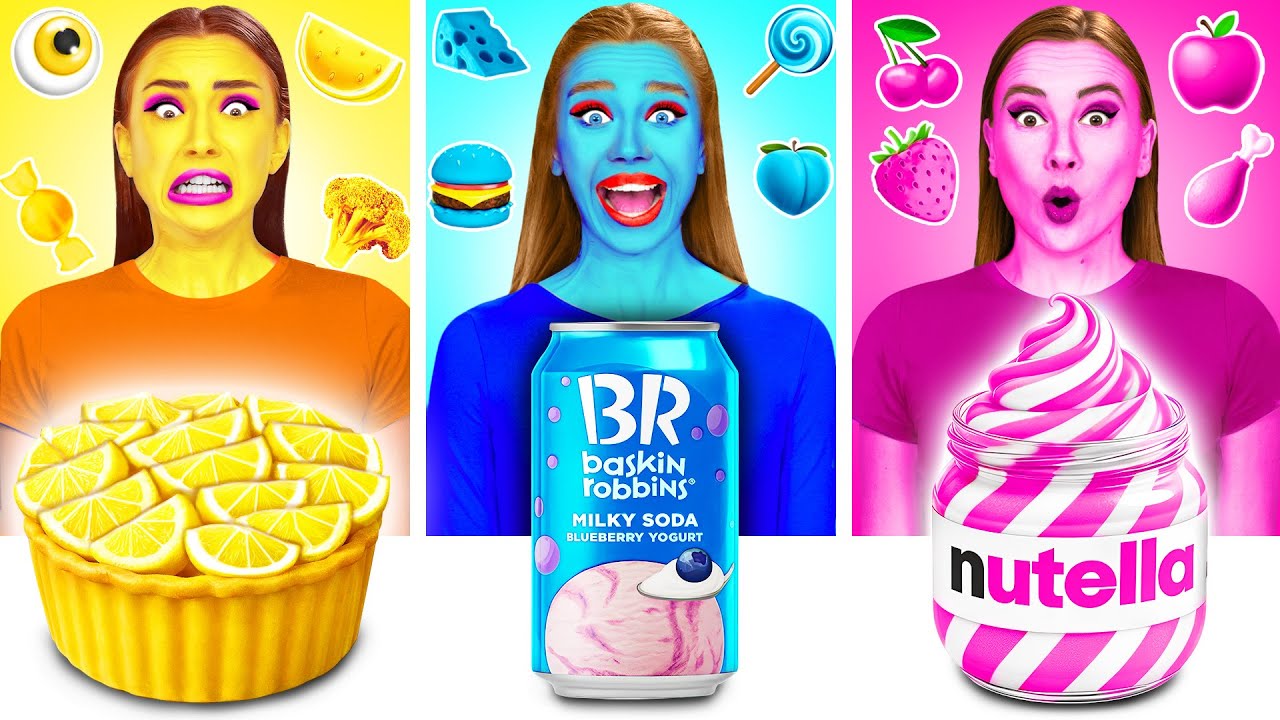 24時間1色の食べ物だけを食べる チャレンジ | 面白い瞬間 Fun Challenge