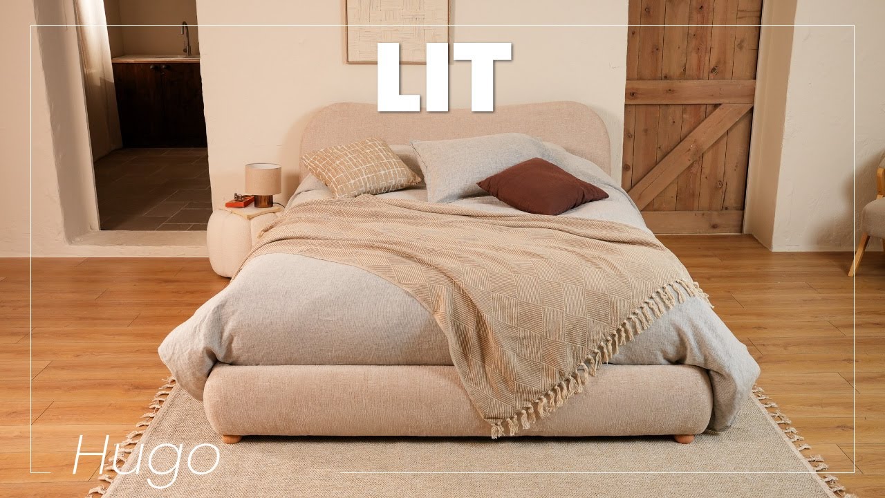 Thumbnail video of the produit Hugo - lit coffre - 160x200 cm - en velours texturé