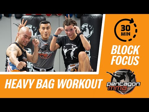 Advance level Heavy Bag Workout for Kickboxing and Muay Thai - Block Focus -- Class #9