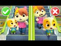 Baby Takes The Escalator Safety Tips For Kids Cartoon Nursery Rhymes Kids Songs BabyBus