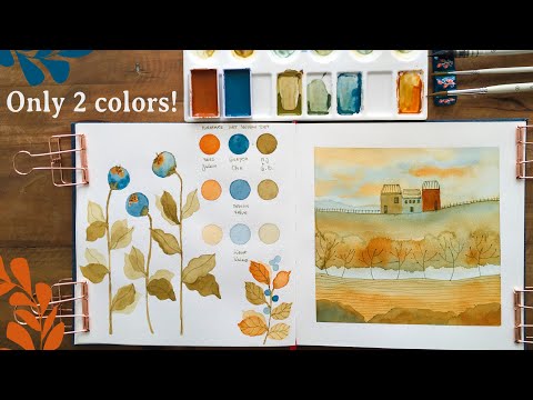 Only 2 colors - Limited palette with Kuretake Art Nouveau - painting