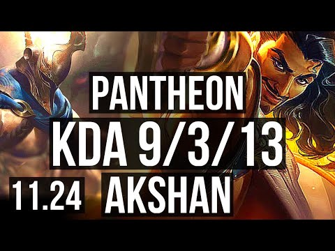 PANTHEON vs AKSHAN (MID) | 72% winrate, 9/3/13, Legendary | KR Diamond | 11.24
