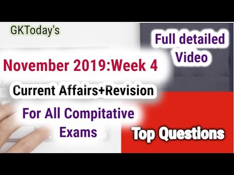 November  2019[Week 4] Full Detailed Current Affairs[English] | Compilation of Daily Videos