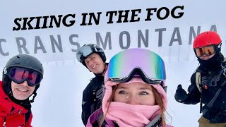 Travel vlog - Skiing in Switzerland! Can’t see two feet in front of me!!