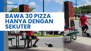 Tak Pakai Mobil, Pria Ini Bawa Pesanan 30 Pizza hanya Dengan Skuter