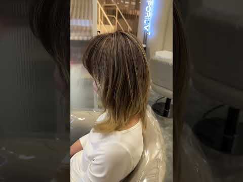Airtouch balayage with sunflower blonde