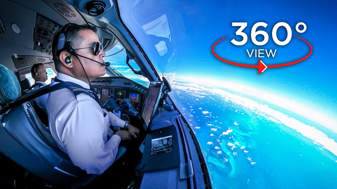 360° Airline Pilot's View | Miami - Bahamas | American Eagle E-175