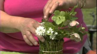 preview picture of video 'Easy Spring Flower Arrangement for Easter or Passover and other Unusual Containers'