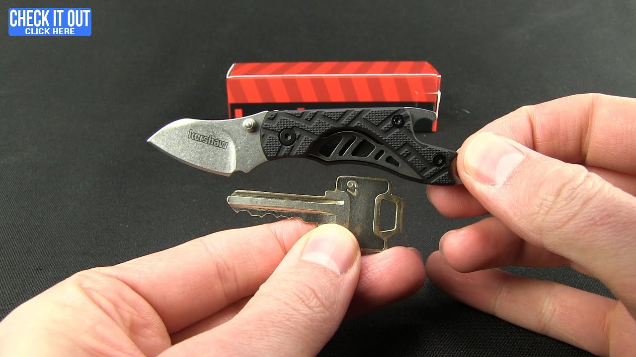 Kershaw Cinder Keychain Knife Bottle Opener (1.4" Stonewash) 1025