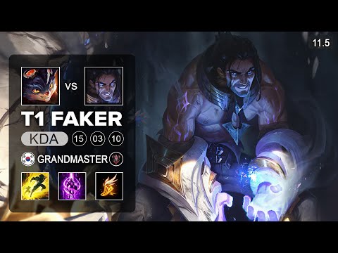 T1 Faker Sylas Mid vs Rumble - KR Grandmaster Patch 11.5
