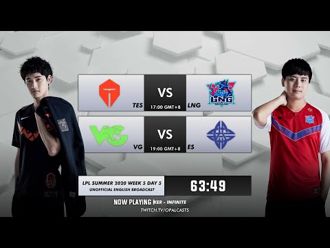 LPL Week 5 Day 5 - TES vs LNG - VG vs ES - English !Casters
