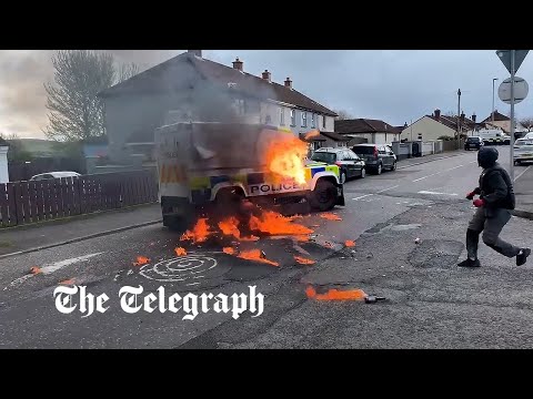 Police attacked with petrol bombs in Northern Ireland at illegal dissident Republican parade
