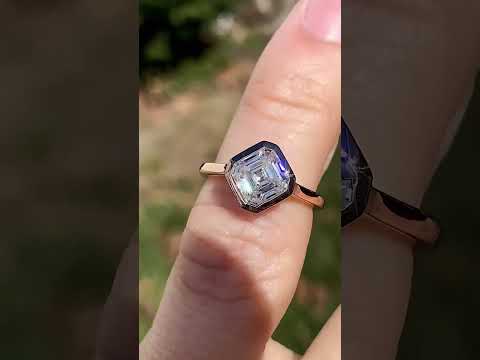 Asscher Moissanite Bezel Solitaire Ring - sol461 Asscher Moissanite Bezel Solitaire Ring - sol461