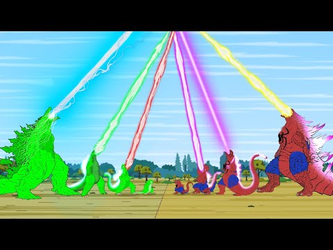 Evolution of BLUE HULK GODZILLA vs Evolution SPIDER SHIN: Atomic Breath|Godzilla Cartoon Compilation