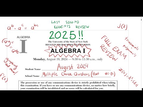 August 2024 Algebra 1 Regents Review (Part I #1-24)