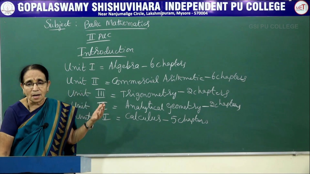 BASIC MATHS | II PUC | INTRODUCTION TO SYLLABUS