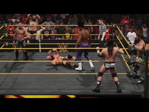 Ricochet, Aleister Black And Velveteen Dream VS Adam Cole, Johnny Gargano And Tommaso Ciampa Halftim