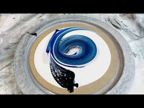 196. Sheleeart Australian Fluid Artist - Blue Tail Feather Swirl