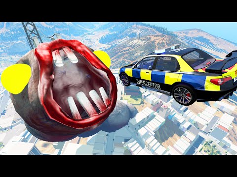 Jumping Giant Worm On Open Bridge - Beamng Drive TrainWorld
