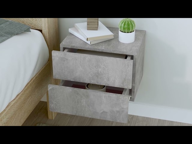 Video teaser per 801061 vidaXL Bedside Cabinet Concrete Grey 40x30x30 cm Engineered Wood