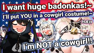 Nerissa promotes IRL Fuwawa to New HoloUSA Gen member (ft. Mococowgirl, Calli, Shiori)