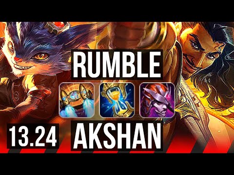RUMBLE vs AKSHAN (TOP) | 71% winrate, 14/2/12, Comeback, Dominating | NA Master | 13.24