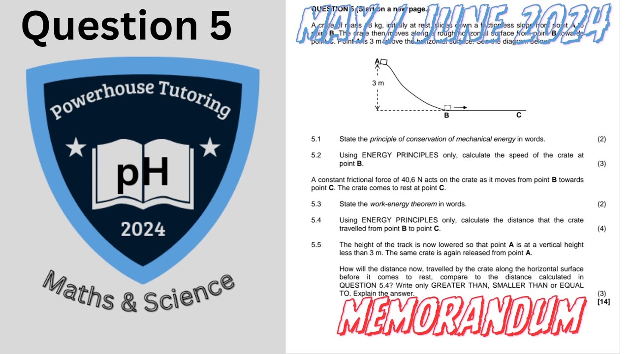GRADE 12 | PHYSICS | MAY-JUNE 2024| MEMORANDUM | WORK, ENERGY  & POWER | QUESTION 5.