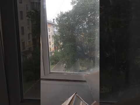 Зима на улице в сентябре. Падает снег в Екатеринбурге. 28 сентября 2019