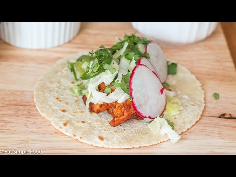 Easy Chicken Tacos with Enchilada Sauce Recipe - Soooo good! EatSimpleFood.com
