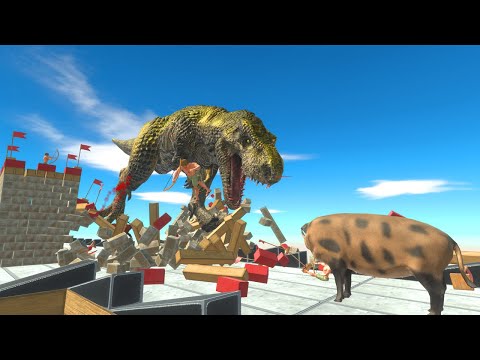 Dinosaur Run get a eat Green Pig #17 - Animal Revolt Battle Simulator
