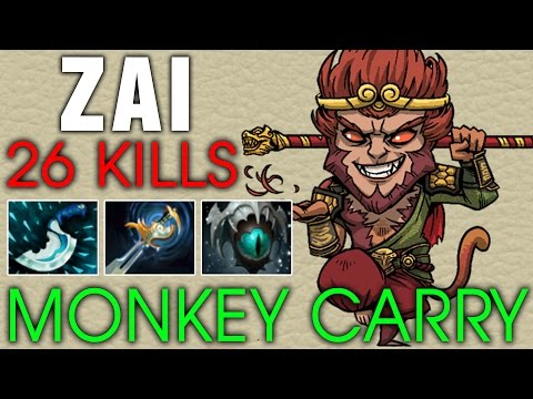 Zai Monkey King Carry Gameplay with 26 Kills - Dota 2 Patch 7.00