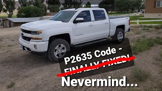 Part 1, 2018 Silverado: P2635 Code fixed? Well, I thought so when I posted this...but nope.